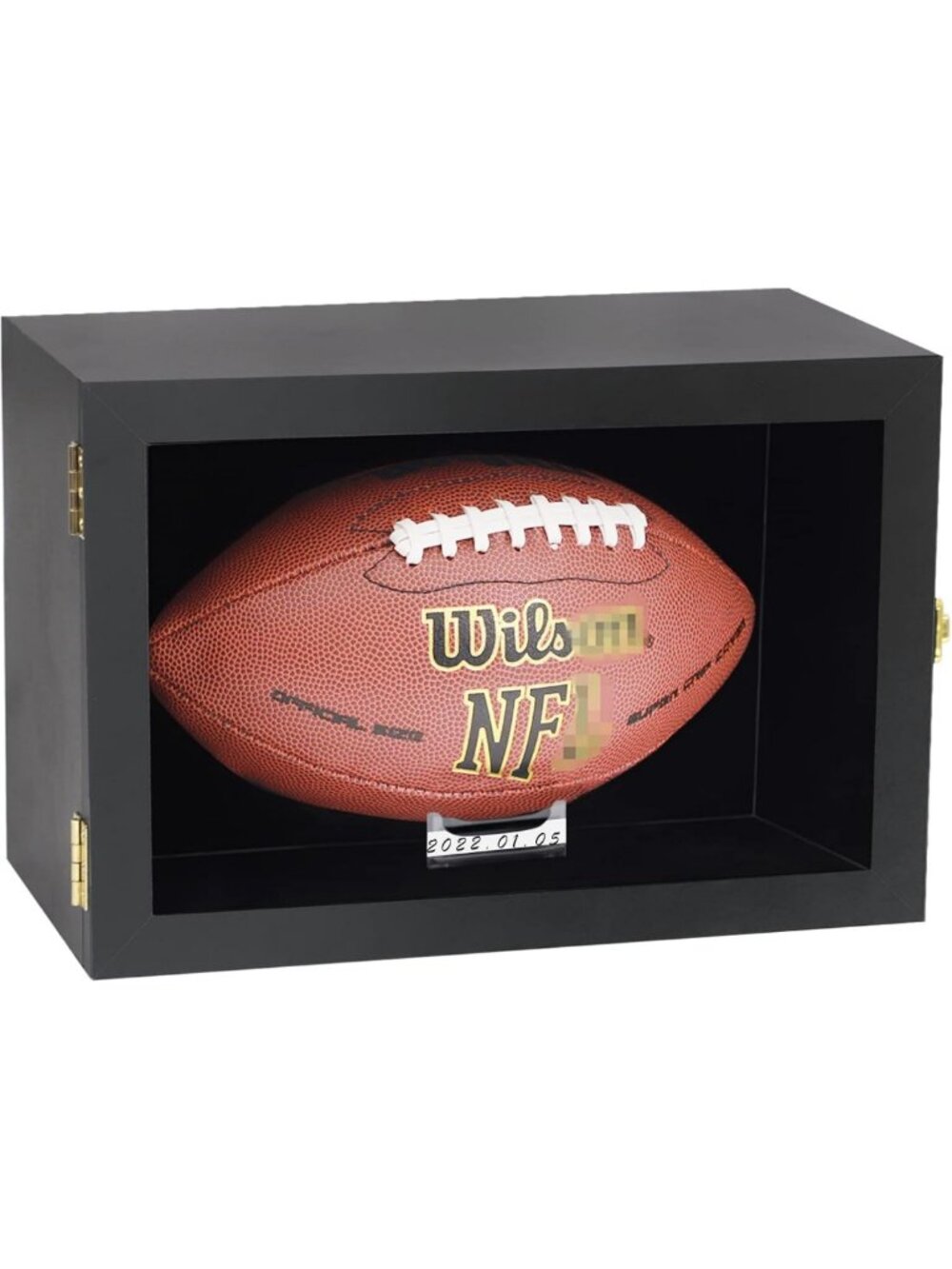 Full Size Football Display Case Wall Mount - Wooden & Acrylic, Black Finish
